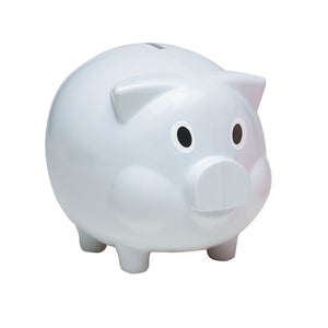 Plastic Piggy Bank - White