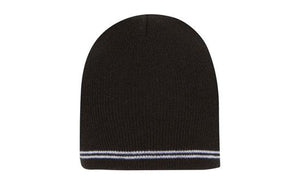 Skull Acrylic Beanie with - Stripes - Custom Embroidered -