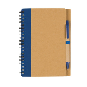 Eco-Inspired Spiral Notebook & Pen - Natural Blue