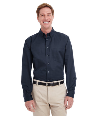 Harriton Men's  Tall Foundation Cotton Long-Sleeve Twill Shirt with Teflon™