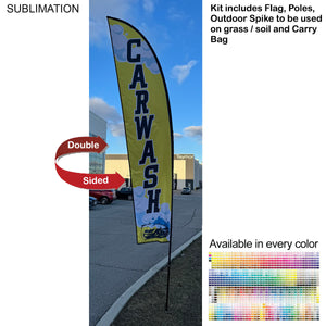 13' Medium Feather Flag Kit, Full Colour Graphics, Outdoor Spike base and Bag Included