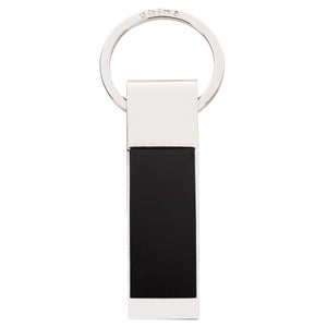 Two-Tone Rectangle Key Tag - Black With Silver