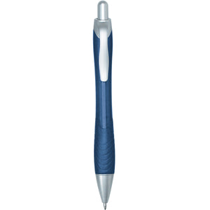 Rio Ballpoint Pen With Contoured Rubber Grip - Metallic Blue