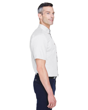 Harriton Men's Easy Blend™ Short-Sleeve Twill Shirt with Stain-Release