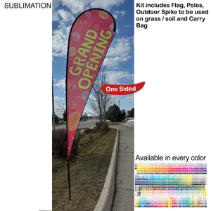 16' X-Large Tear Drop Flag Kit, Full Colour Graphics, Outdoor Spike base and Bag Included