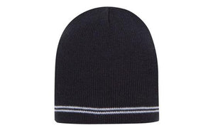 Skull Acrylic Beanie with - Stripes - Custom Embroidered -