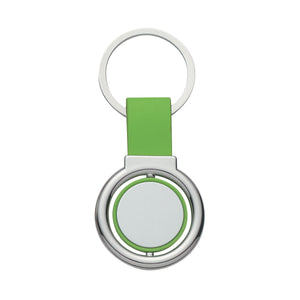 Circular Metal Spinner Key Tag - Silver With Lime