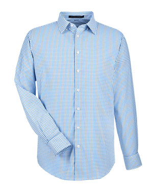 CrownLux Performance® Men's Micro Windowpane Woven Shirt - French Blue/Wht