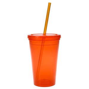 16 Oz. Sunsplash Double Wall Tumbler - Translucent Orange