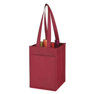 Non-Woven 4 Bottle Wine Tote HT_3324 - Burgundy