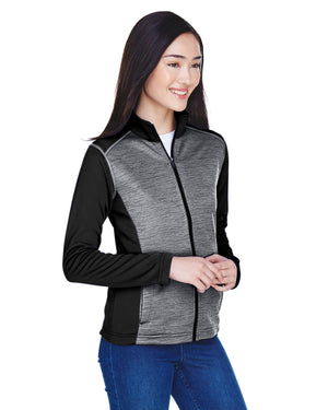 Devon & Jones Ladies' Newbury Colourblock Mélange Fleece Full-Zip