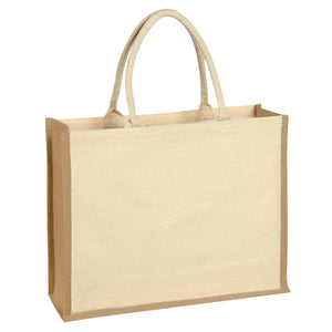 Jute Tote Bag - Beige With Natural