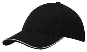 6 Panel Double Pique Mesh Cap with Sandwich - Custom Embroidered -