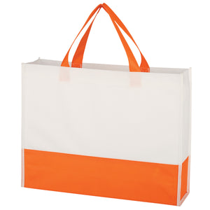 Non-Woven Prism Tote Bag - White With Orange