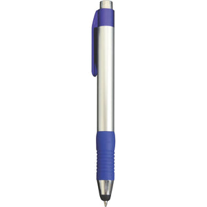 Satellite Plastic Plunger Action Pen with Soft Stylus - CM1128 - Blue