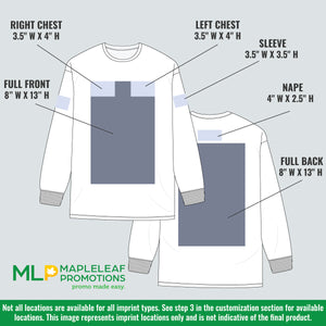 Long Sleeve Shirt Imprint Locations