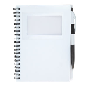 Spiral Notebook With ID Window - Frost With White