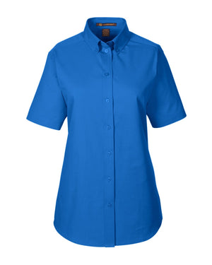 Harriton Ladies' Foundation Cotton Short-Sleeve Twill Shirt with Teflon™