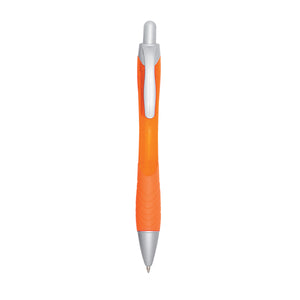 Rio Ballpoint Pen With Contoured Rubber Grip - Translucent Orange