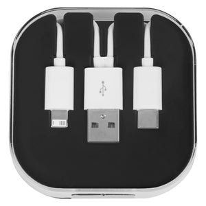 3-In-1 Charge Cable With Phone Stand - Black