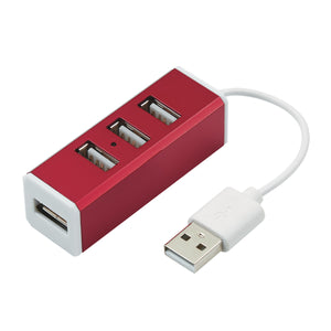 4-Port Aluminum USB Hub - Red