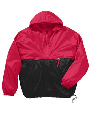 Adult Packable Nylon Jacket - Red/Black