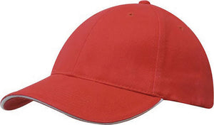 Mediumweight Sandwich Trim Cap - Custom Embroidered - Red With White