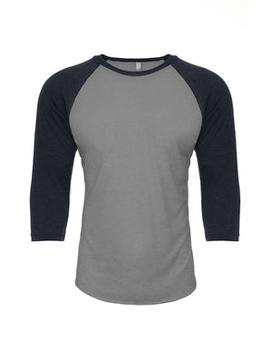 Unisex CVC Three-Quarter Sleeve Raglan Baseball T-Shirt - Md Ny/d Htr Gry