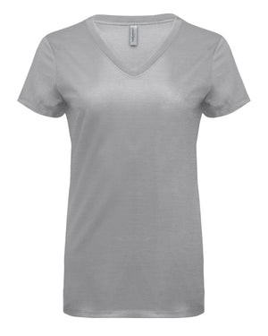 Ladies' Liquid Jersey V-Neck T-Shirt - Liquid Silver