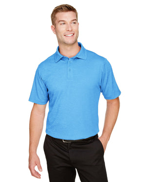 CrownLux Performance® Men's Address Melange Polo - Ocean Blue Hthr