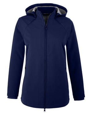 Ladies' City Hybrid Soft Shell Hooded Jacket - Classic Navy