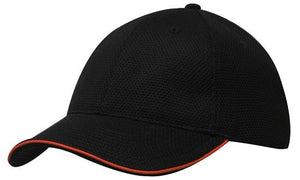 6 Panel Double Pique Mesh Cap with Sandwich - Custom Embroidered -