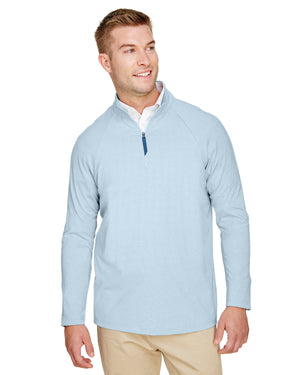 CrownLux Performance® Men's Clubhouse Micro-Stripe Quarter-Zip - Ocean Blue