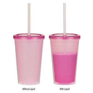 16 Oz. Econo Color Changing Tumbler - Translucent Pink