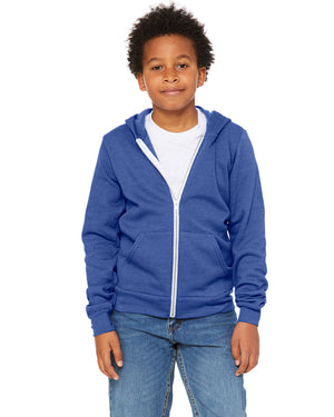 Bella + Canvas Youth Sponge Fleece Full-Zip Hooded Sweatshirt