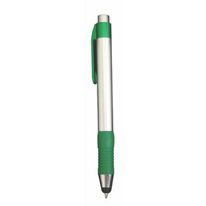 Satellite Plastic Plunger Action Pen with Soft Stylus - CM1128 - Green