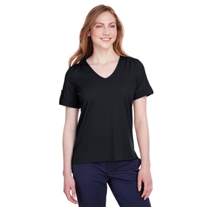 Devon & Jones Ladies' CrownLux Performance™ Plaited Rolled-Sleeve Top