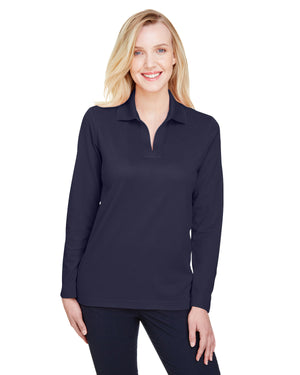 Devon & Jones CrownLux Performance® Ladies' Plaited Long Sleeve Polo