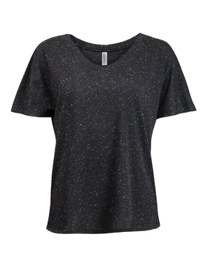 Ladies' Triblend Fleck Short-Sleeve V-Neck T-Shirt - Black Fleck