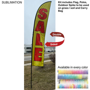 15' Large Feather Flag Kit, Full Colour Graphics, Outdoor Spike base and Bag Included