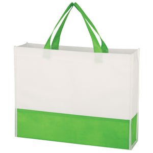 Non-Woven Prism Tote Bag - White With Green