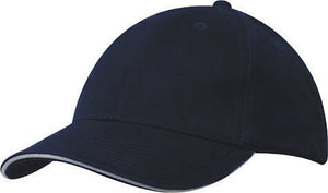 Mediumweight Sandwich Trim Cap - Custom Embroidered - Navy With White