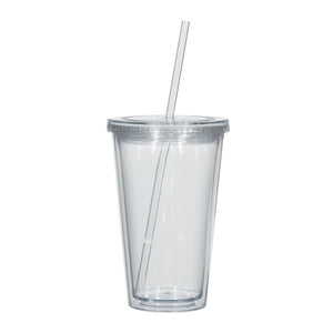 16 Oz. Newport Acrylic Tumbler With Straw - Translucent Clear