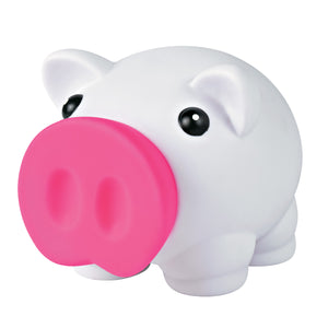 Mini Prosperous Piggy Bank - White With Pink