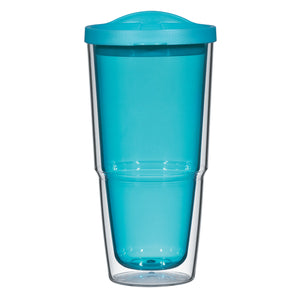 24 Oz. Biggie Tumbler With Lid - Clear With Blue