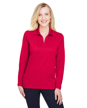 Devon & Jones CrownLux Performance® Ladies' Plaited Long Sleeve Polo