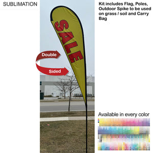 13.5' Large Tear Drop Flag Kit, Full Colour Graphics, Outdoor Spike base and Bag Included