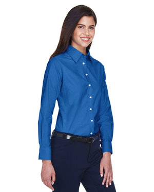 Harriton Ladies' Long-Sleeve Oxford with Stain-Release