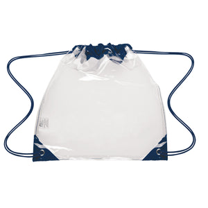 Touchdown Clear Drawstring Backpack - Clear With Navy