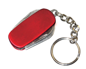 Multi-Function Pocket Knife Key Chain - Red